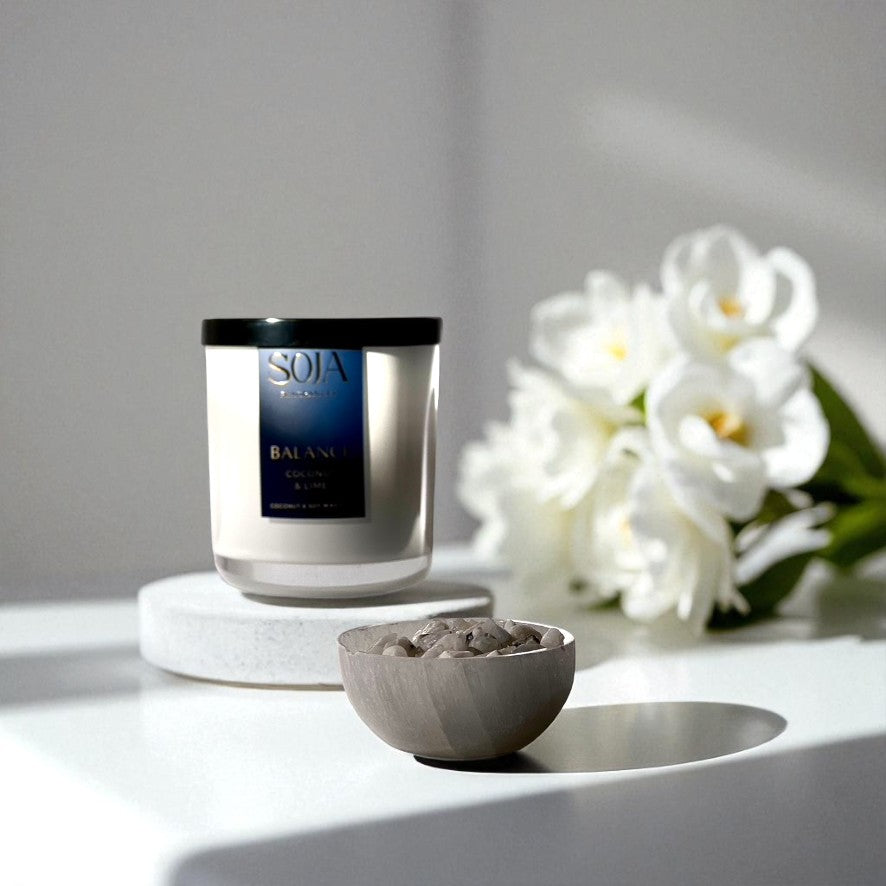 Selenite Charging Bowls | Browse our selenite charging bowls at Soja Fragrances. Ideal for recharging your crystals, these bowls are both functional and beautifully crafted. | SOJA Fragrances