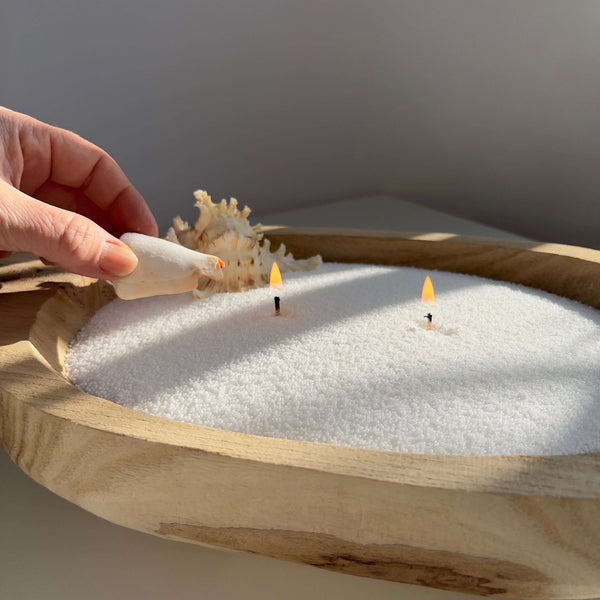 Pourable wax Candle Sand with reusable wicks