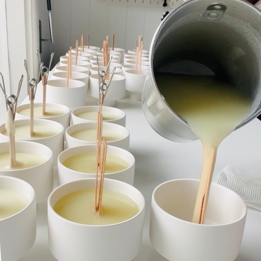 Soy candle with crystal and scent blend – safe fragrance oils vs essential oils