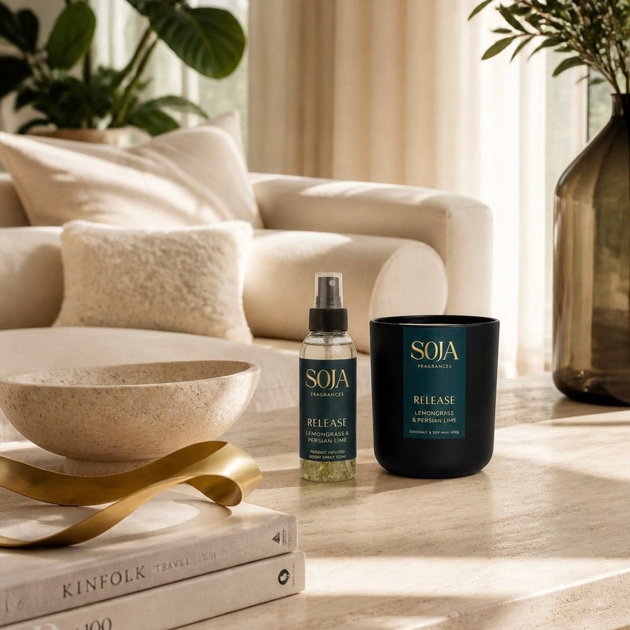 Release – Lemongrass & Persian Lime Candle & 125ml Room Spray Set