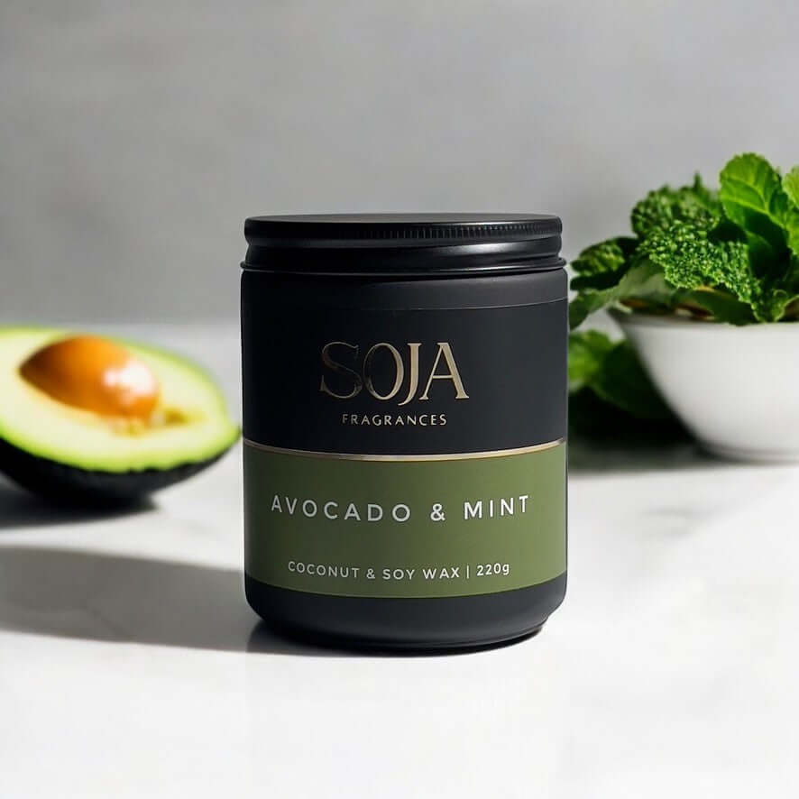 Avocado & Mint scented candle in minimalist jar