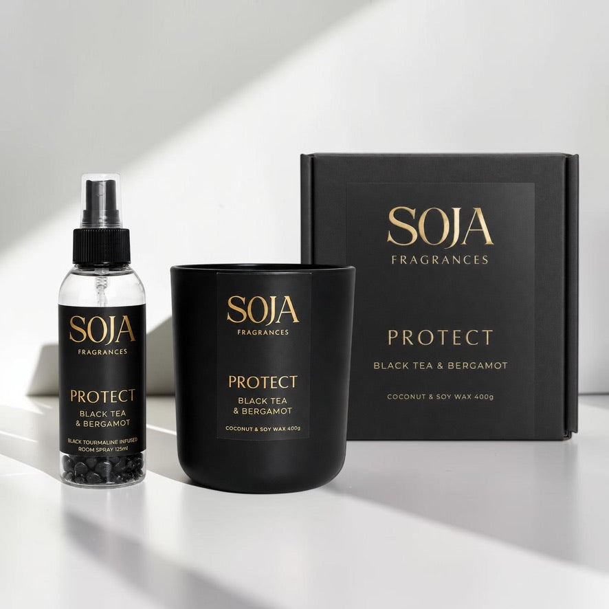 Protect – Black Tea & Bergamot Candle & 125ml Room Spray Set
