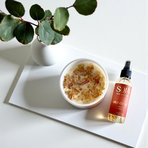 Abundance vanilla caramel candle and 125ml room spray set by Soja Fragrances