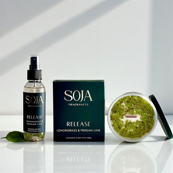 SOJA Fragrances 'Release' product set on a white background