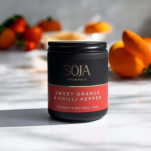 Sweet Orange & Chilli Pepper candle with bold, energising aroma