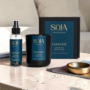 Energise – Shanghai Green Chai Candle & 125ml Room Spray Set
