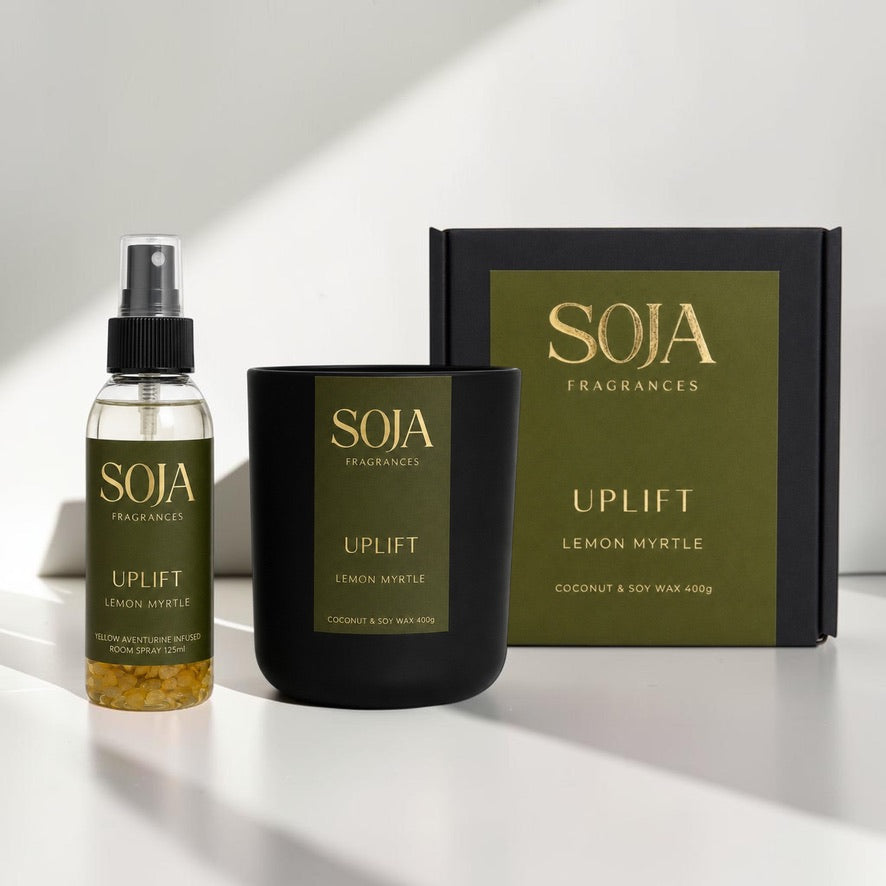 Uplift – Lemon Myrtle Candle & 125ml Room Spray Set