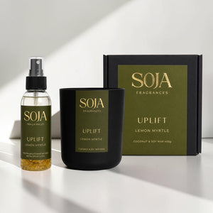 Uplift – Lemon Myrtle Candle & 125ml Room Spray Set