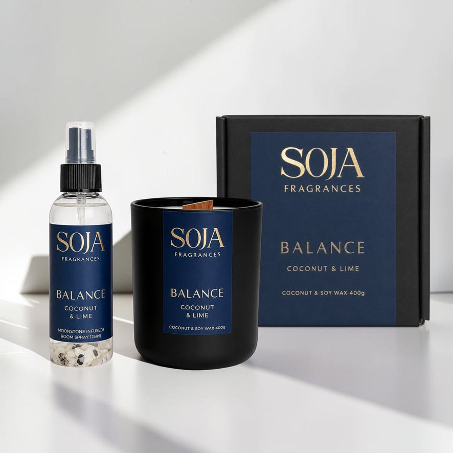 Balance – Coconut & Lime Candle & 125ml Room Spray Set