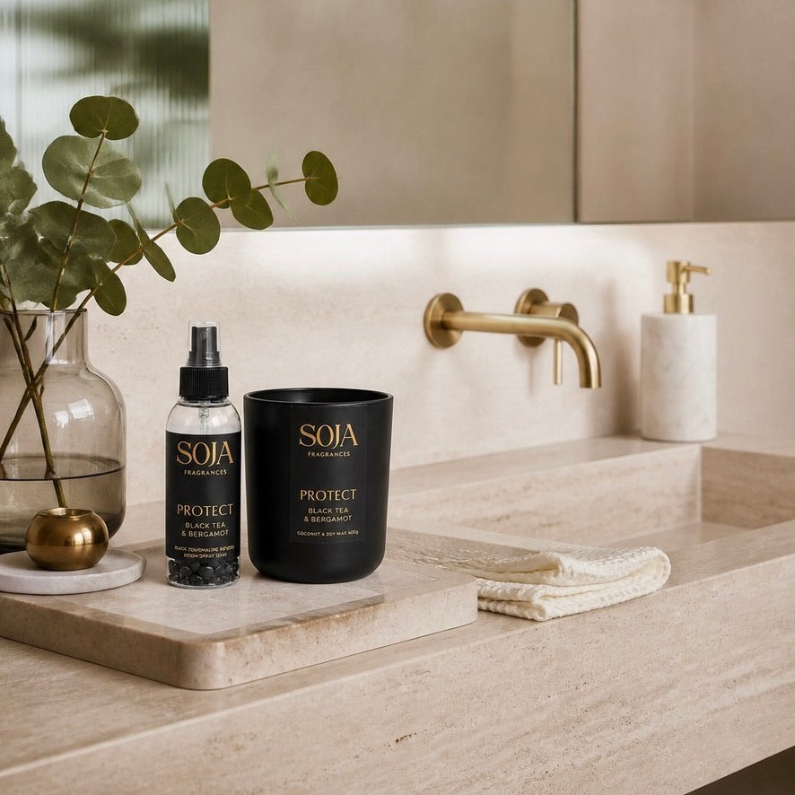 Protect – Black Tea & Bergamot Candle & 125ml Room Spray Set