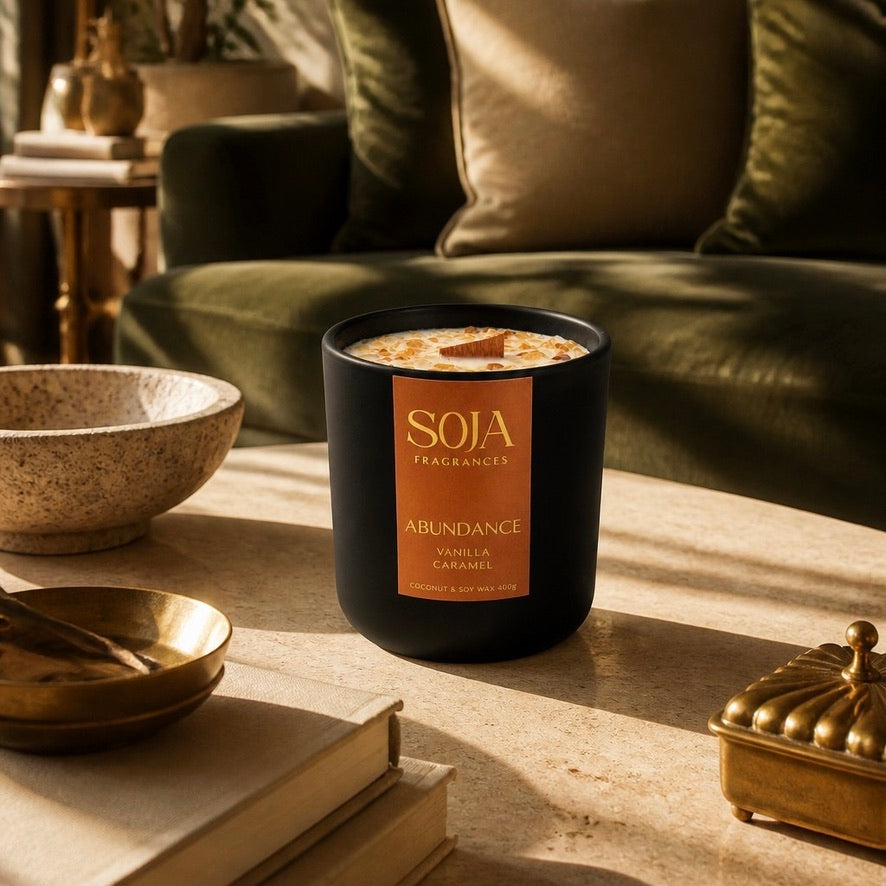 Abundance – Vanilla Caramel Candle & 125ml Room Spray Set