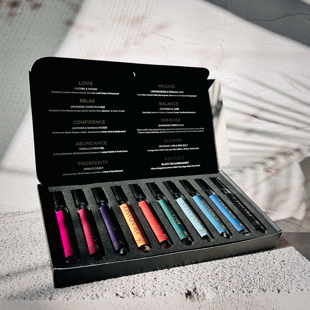 Try all 10 Soja scents – fragrance sample set with crystals