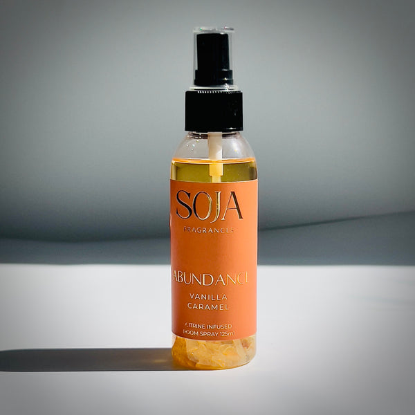 125ml abundance room spray – vanilla caramel scent with citrine crystal