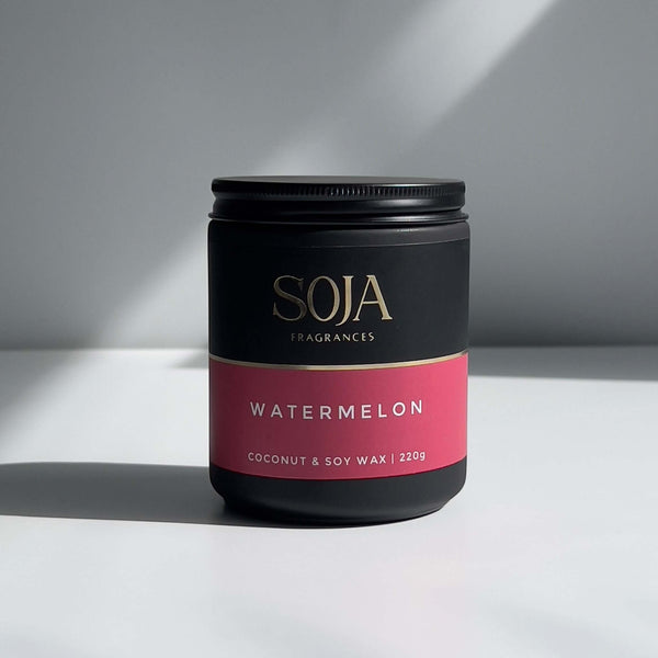 Watermelon scented candle with fresh fruity aroma by Soja Fragrances