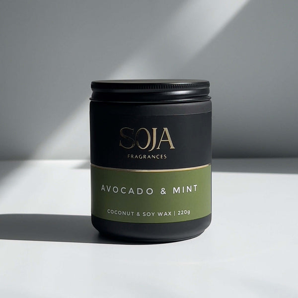 Avocado & Mint scented candle in minimalist jar