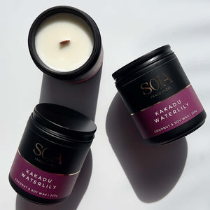 Soja Fragrances Kakadu Waterlily candle in clean jar design