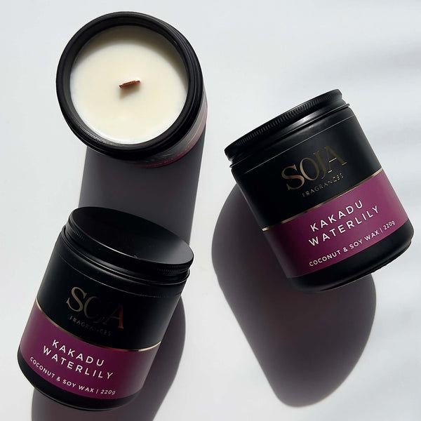 Soja Fragrances Kakadu Waterlily candle in clean jar design