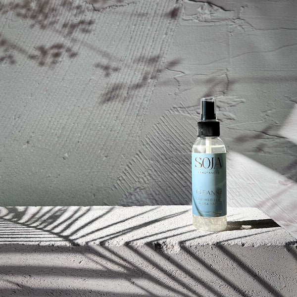 Cleanse - Crushed Lime & Sea Salt Room Spray | Elevate your space with Cleanse Crushed Lime & Sea Salt Room Spray. Infused with Clear Quartz Crystal energy & luxury aroma - refresh for your home. Shop Now! | SOJA Fragrances