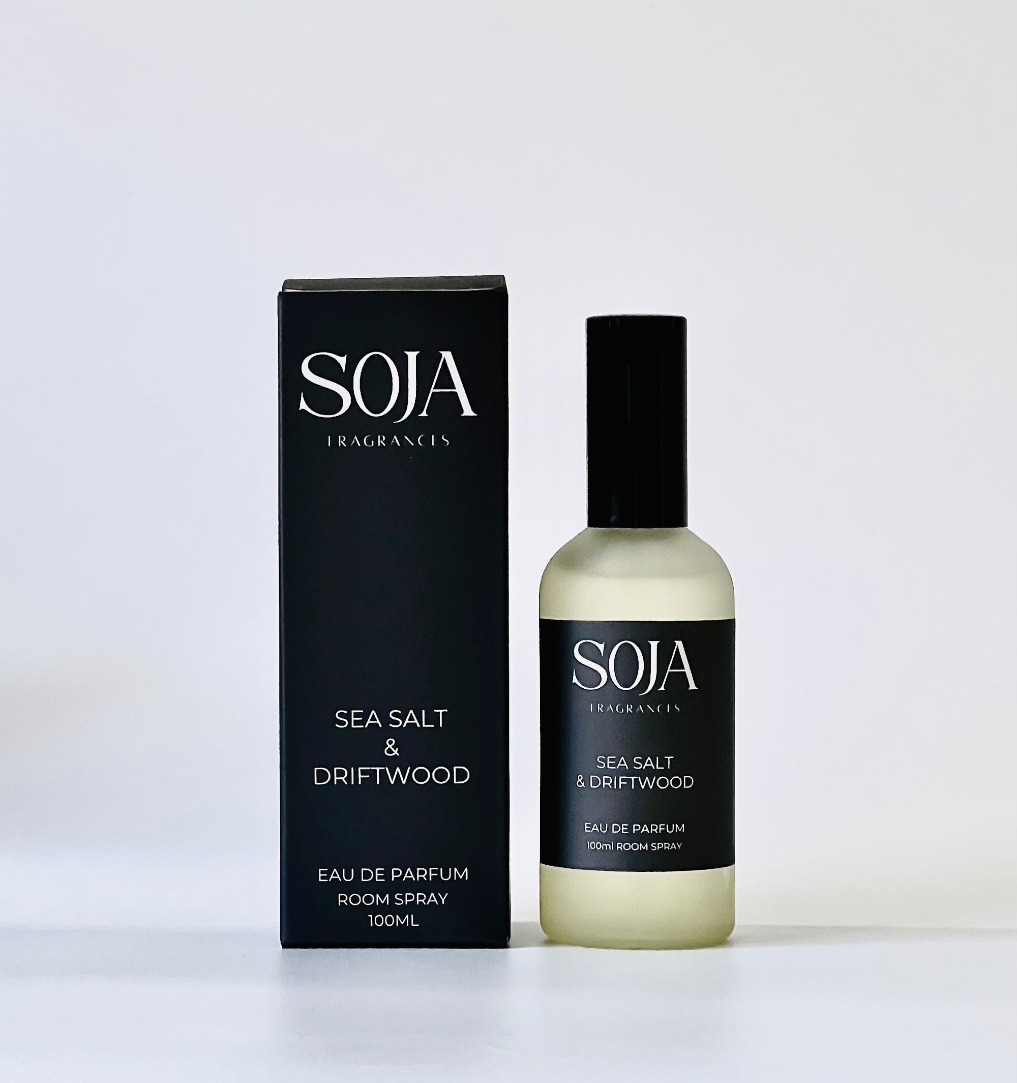 sea salt and driftwood perfumed fragranced room spray with packaging